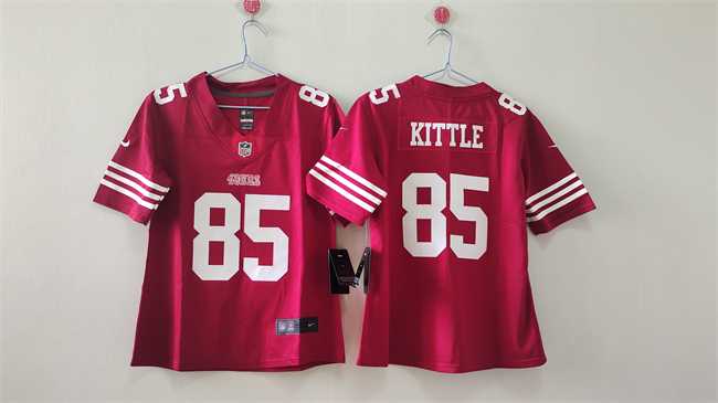 Women%27s San Francisco 49ers #85 George Kittle Red Vapor Stitched Jersey